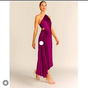 Dress Forum One Shoulder Asymmetrical Pleated Dress/Gown